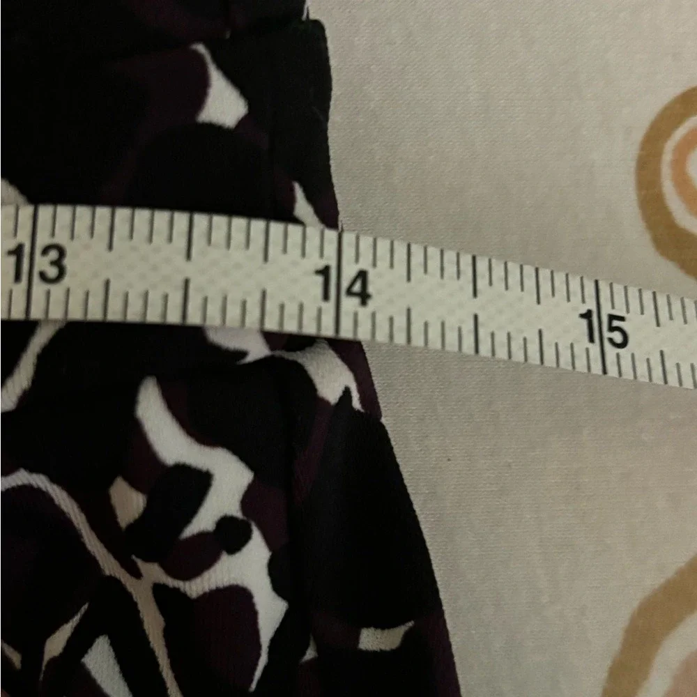 Sigrid Olsen Womens XS Faux Wrap Dress Black‎ White Burgundy Geometric Print